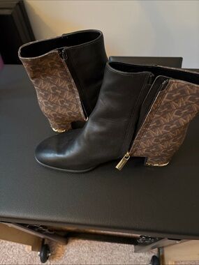 Michael Kors Black and Brown Patterned Ankle Boots - Designer-Inspired